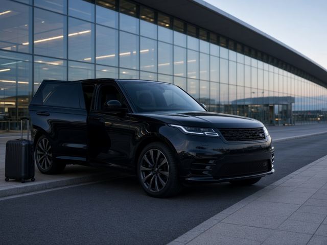 Black luxury SUV ready for an airport pickup